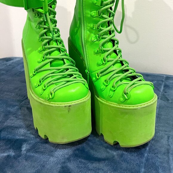 Dolls Kill X Club Exx Neon Green Platform Boots - Picture 7 of 7